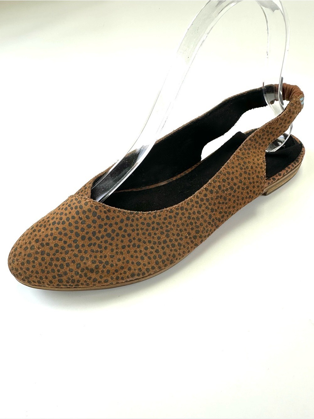 TOMS Brown Spotted Suede Slingback Flats Size 7.5